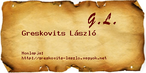 Greskovits László névjegykártya